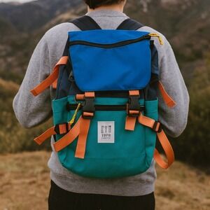 Topo Designs Rover Backpack Tile Blue Pond Tincup Logo Pack Outdoors Hiking